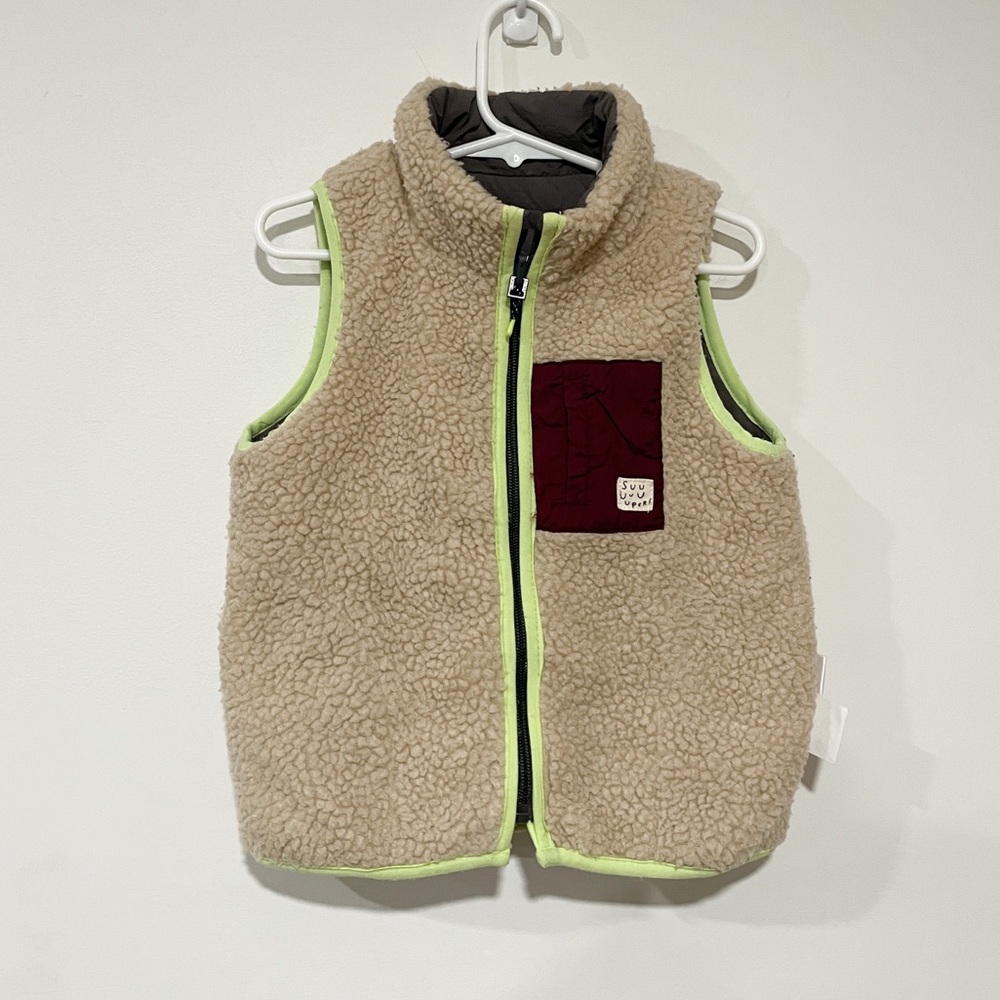 Zara Baby Toddler Teddy Fleece Sherpa Reversible Vest Size 3-4 years